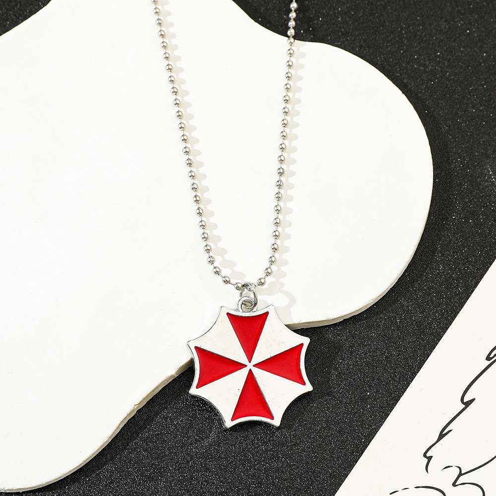 Vintage Fashion Jewelry Necklaces - Colar com Pingente de Guarda-Chuva Vermelho