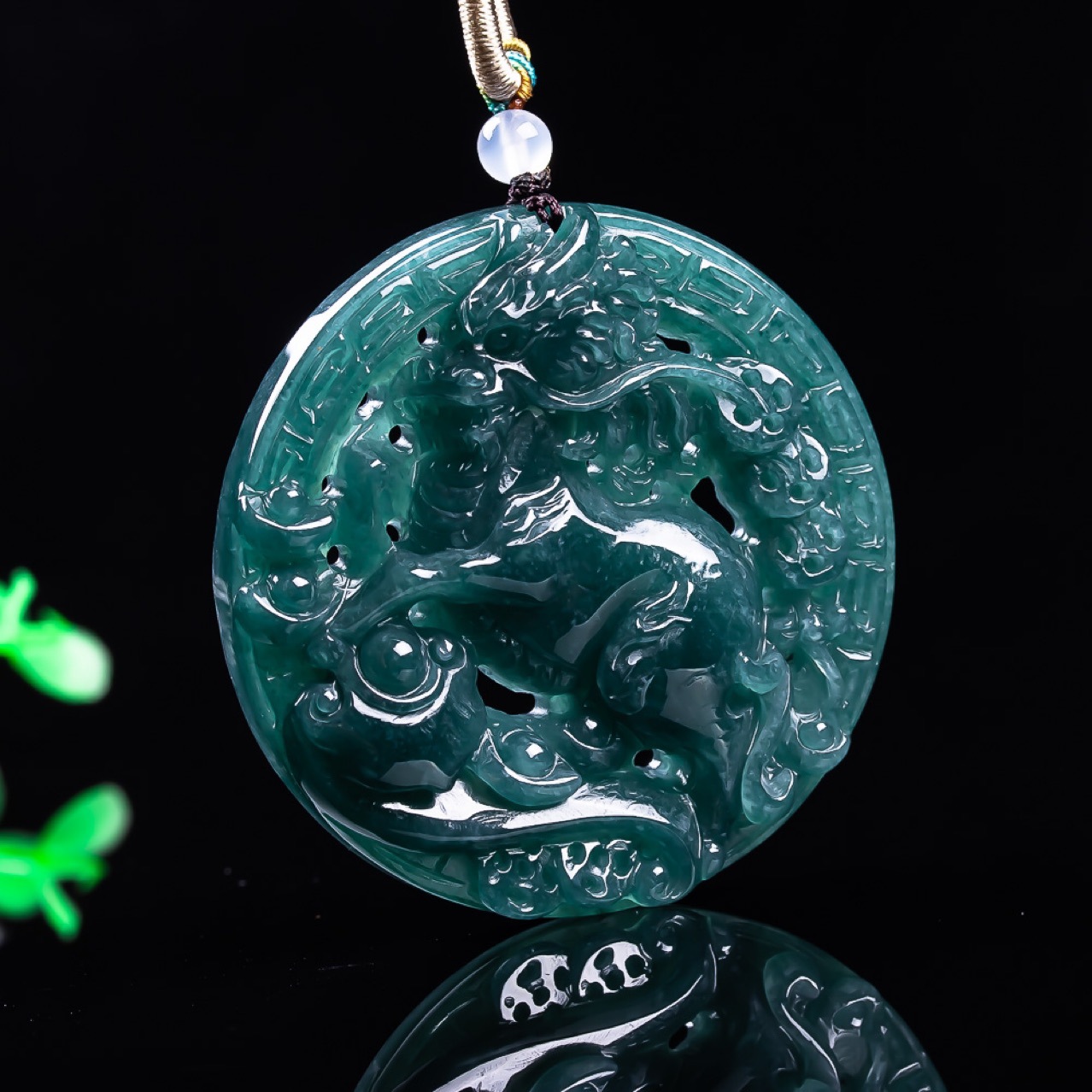 Vintage Fashion Jewelry Necklaces - Myanmar jadeite dragão pingente colar vintage