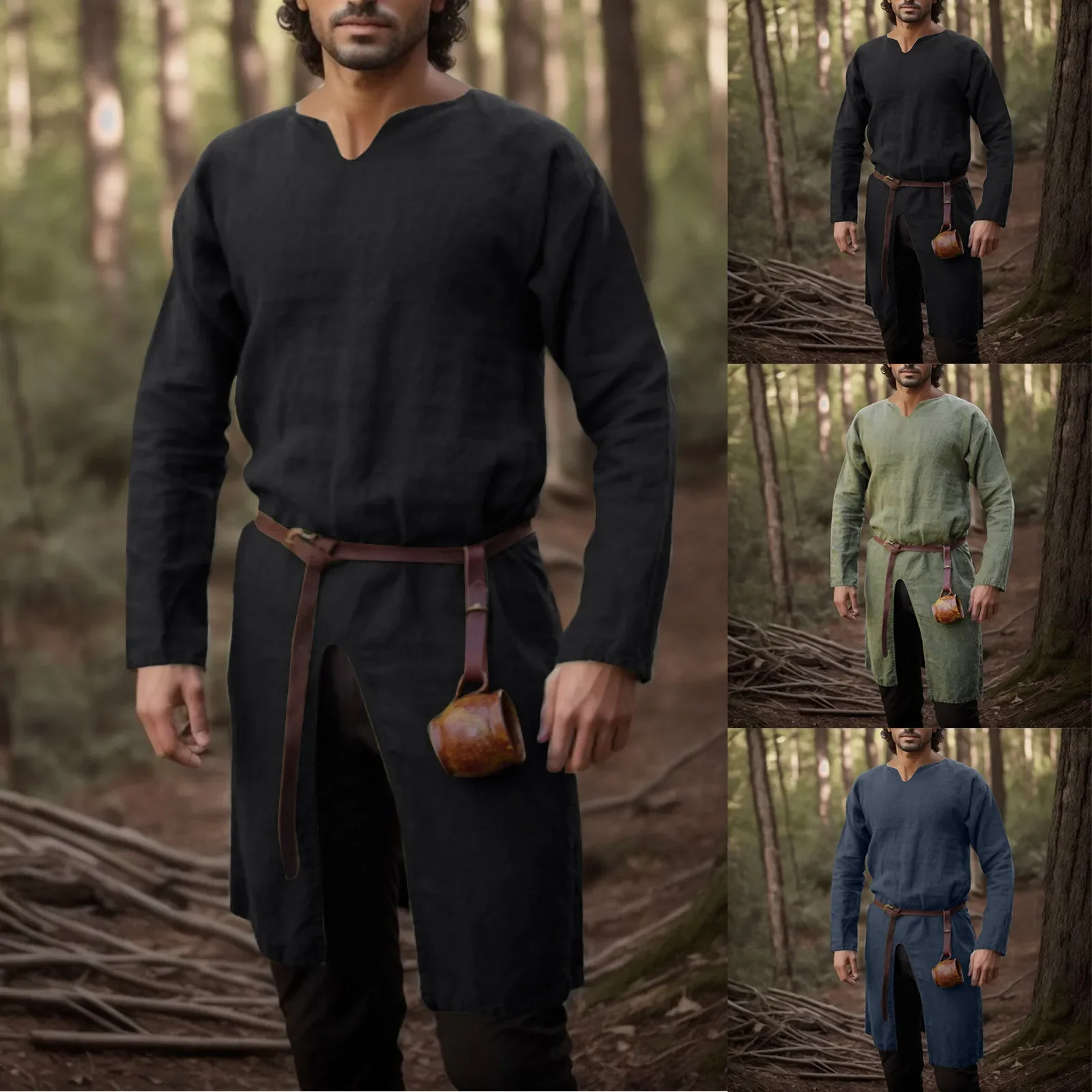 Vintage Fashion Jacket - Camisa Retro Medieval Renascentista para Homens,