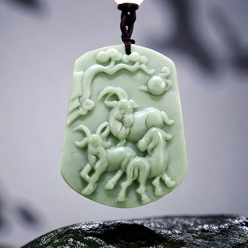 Vintage Fashion Jewelry Necklaces - Verde Natural Real Jade Sheep Pingente