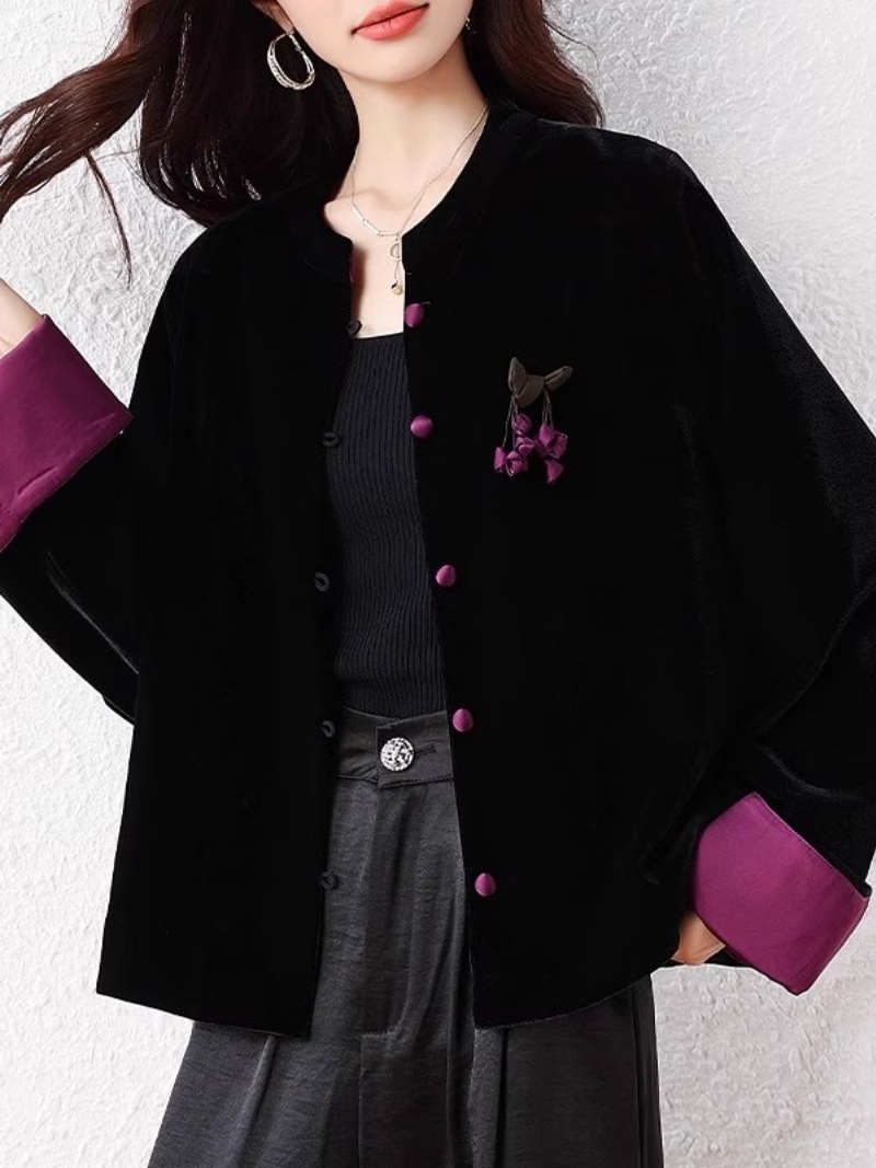 2025 cardigã estilo chinês par - Velvet Blazer Vintage avaliação e preço