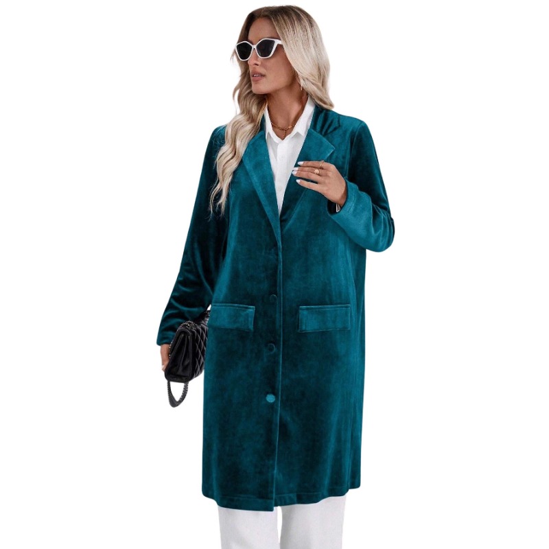 Novo Casaco Feminino de Veludo - Velvet Blazer Vintage avaliação e preço